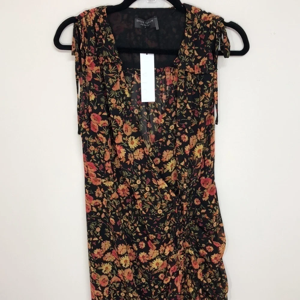 Dress Forum Los Angeles Born to Run Floral Ruched‎ Midi Dress Small NWT - Picture 5 of 9